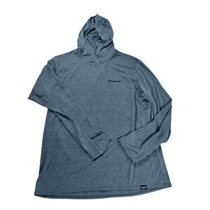 Patagonia Capilene Cool Daily Hoodie Mens Medium Blue Heather Wave Graphic Sun